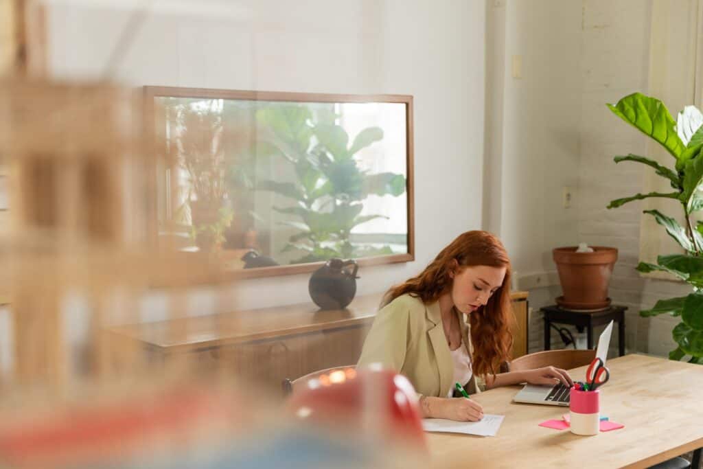 Woman gathering information about hotel cybersecurity