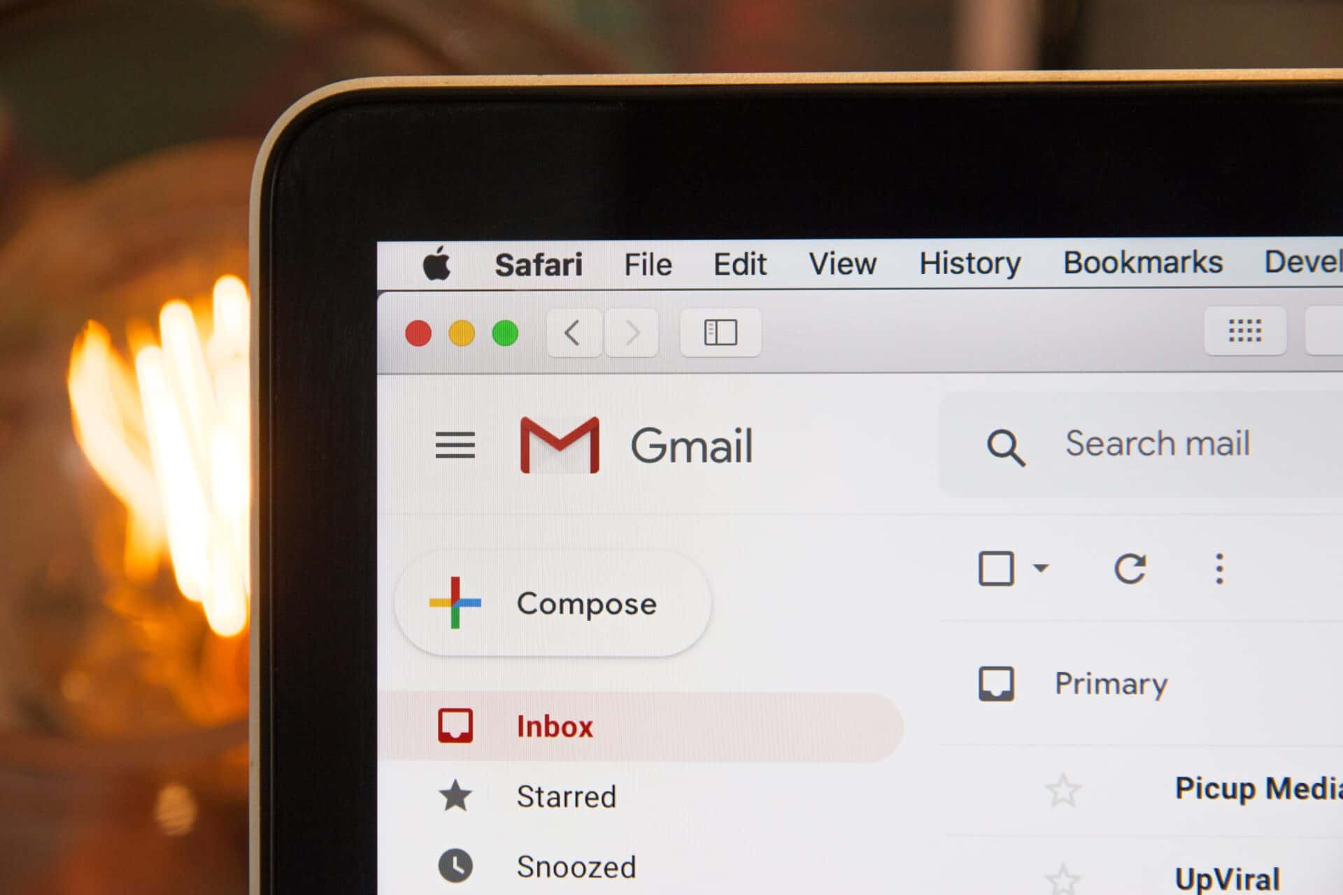 image of open laptop and gmail on screen