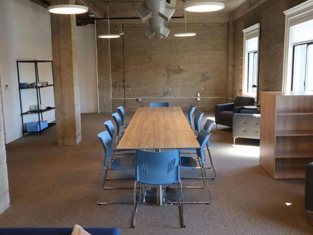 Conference room with a long table at a law firm office