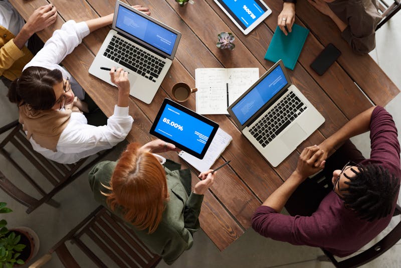 Professional team in video conference meeting
