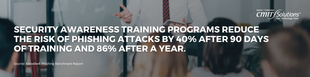 Security awareness training programs reduce risk of phishing attacks 86 percent