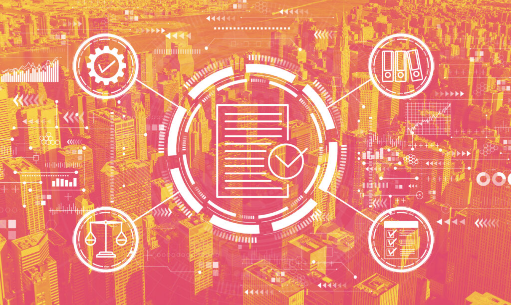 Compliance concept with the New York City skyline