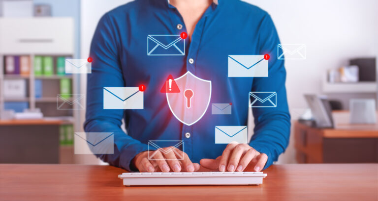 businessman managing cybersecurity threats