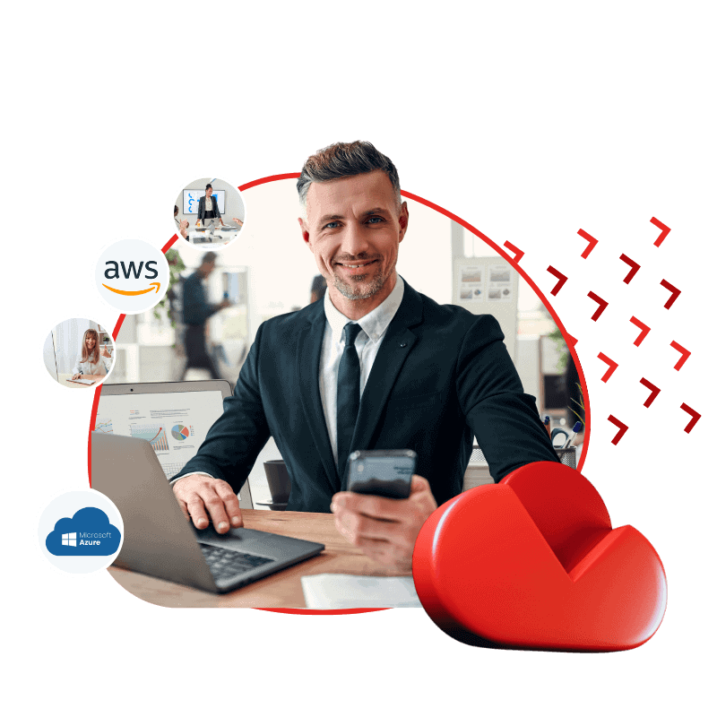 Business leader using secure technology