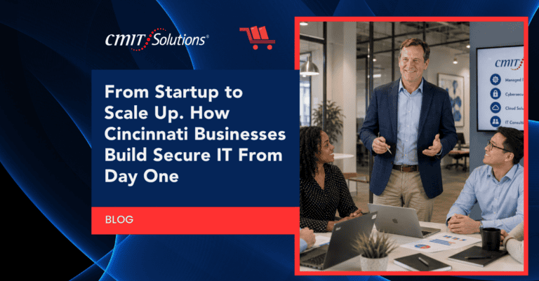 CMIT Solutions blog hero: a presenter stands with colleagues in a modern office, beside a dark blue panel that shows the post title.