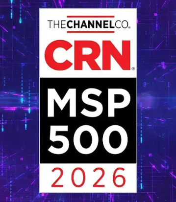 CRN MSP 500 2026 award badge from The Channel Company on a purple tech background