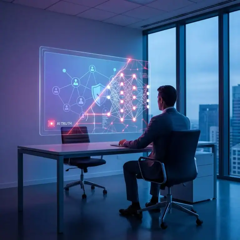 Executive reviewing a cybersecurity network dashboard, representing CMIT Solutions Des Moines client reviews and IT consulting