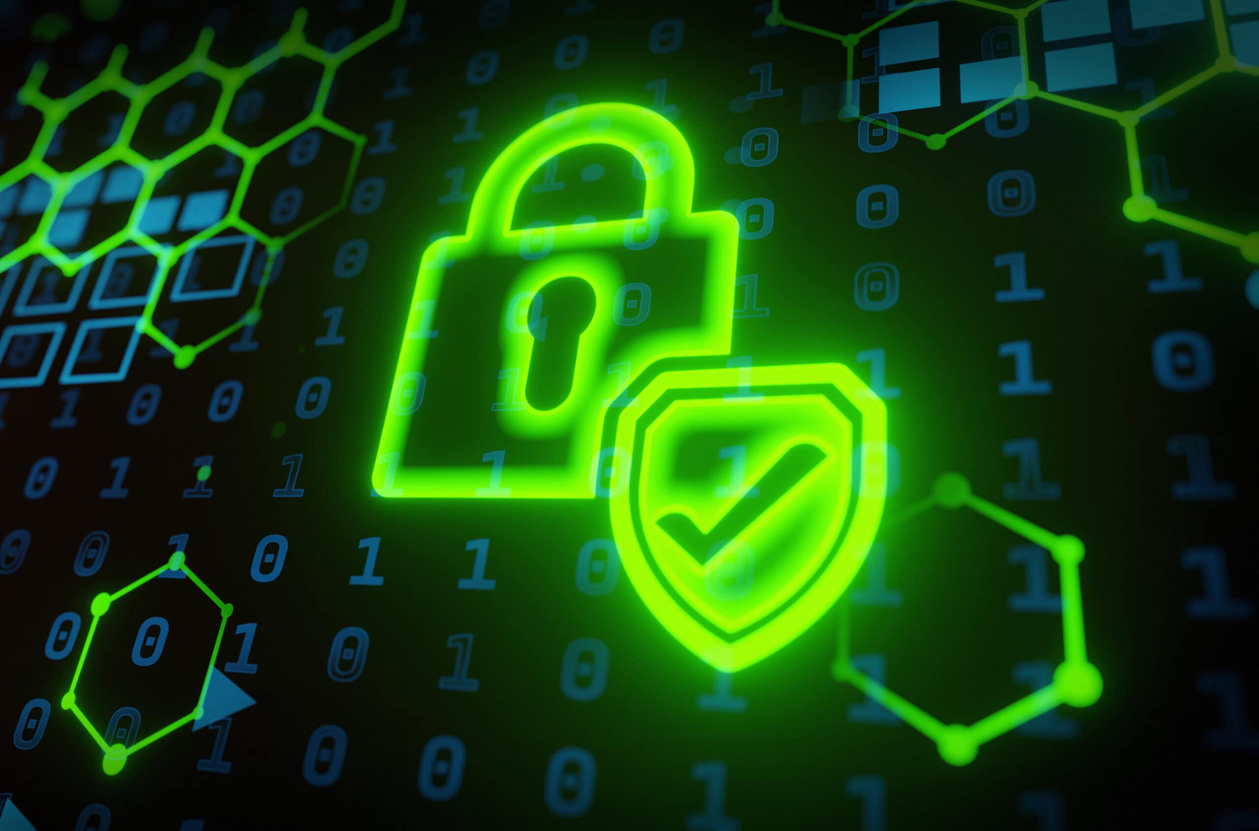  Protected data with a safety check icon.