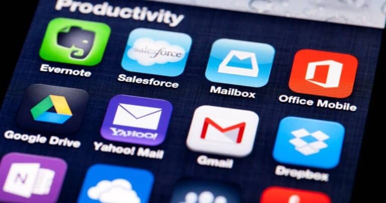 Different productivity apps on a phone screen