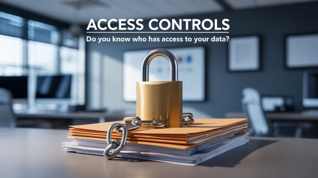 Access Controls concept showing business files and a padlock symbolizing data security and compliance in Fort Lauderdale.