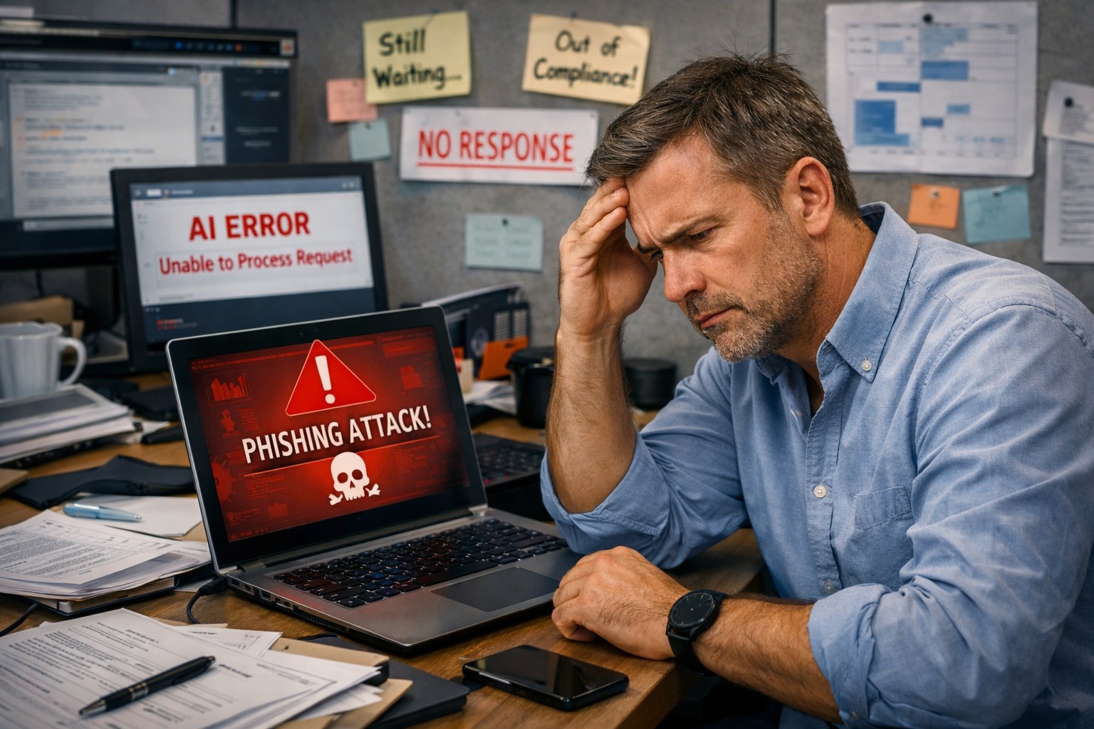 Frustrated business owner dealing with IT problems