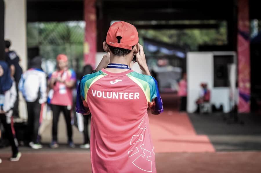 Nonprofit volunteers working together
