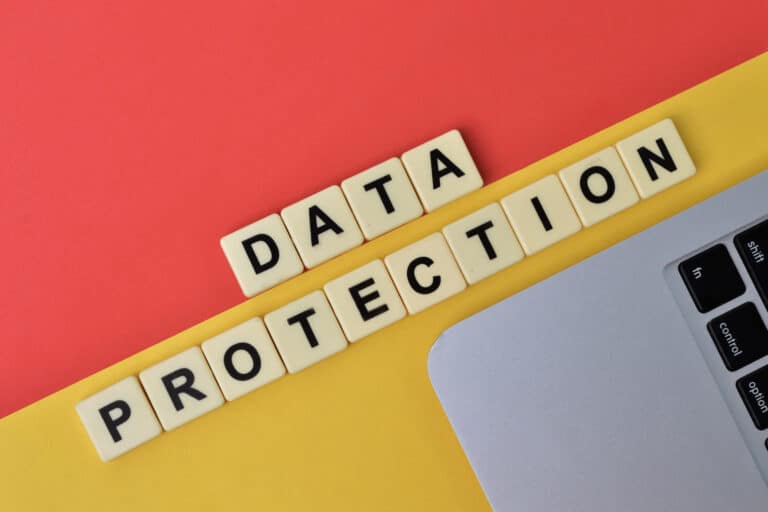 data-protection-blocks-and-keyboard-on-colorful-background
