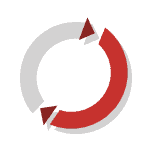 Red circular refresh/update icon on a dark background, suggesting looping or reloading.