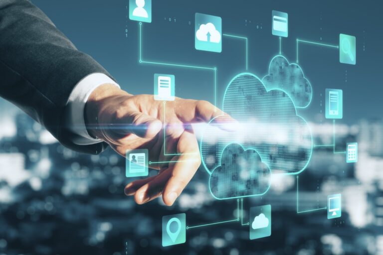 businessman-hand-touching-cloud-service-interface-icons