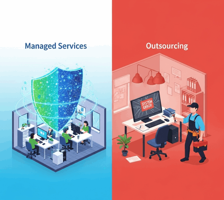 managed services vs outsourcing managed IT services vs outsourcing IT outsourcing vs managed services benefits of managed IT services IT support options for small business managed service provider (MSP) IT outsourcing company small business IT support cybersecurity and compliance IT services