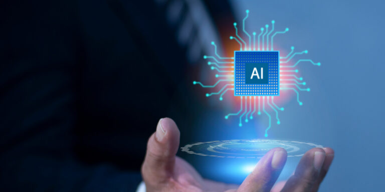 AI chip glowing in dark circuit board, symbolizing hidden Shadow AI risks.