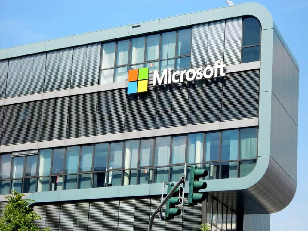 Image of the outside of a Microsoft office building