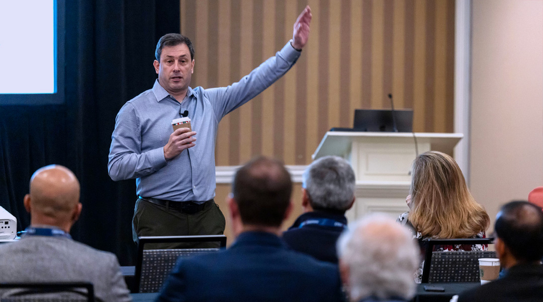 Leading a seminar on growth and change