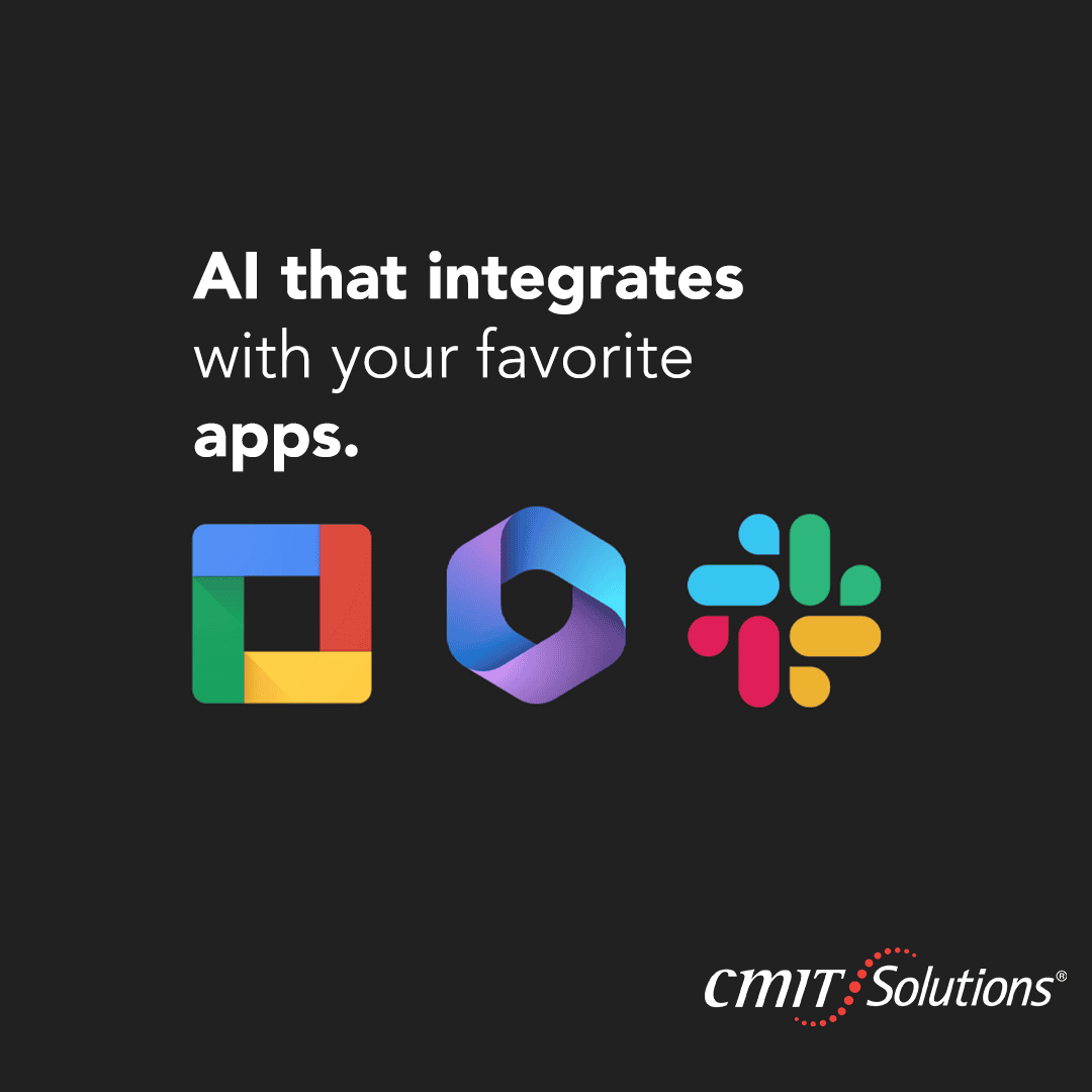 CMIT campaign graphic showing AI integration with business productivity applications