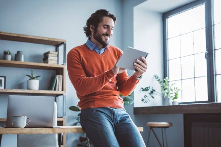 Businessman working from home office