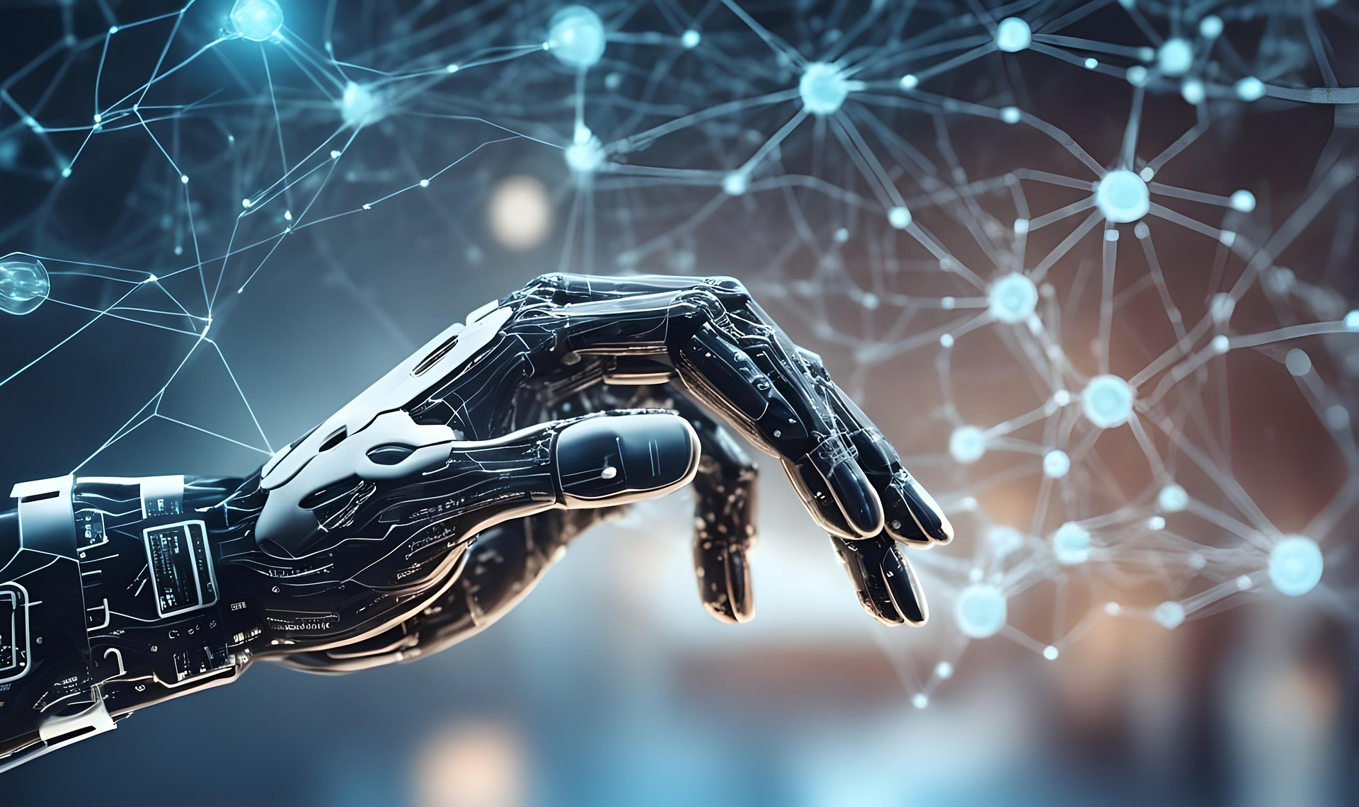 A robot hand made of AI
