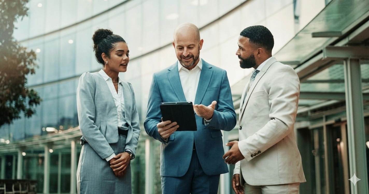 Team using modern IT and communication tools