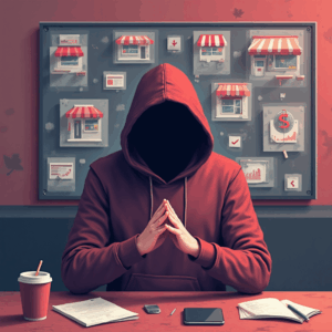 Hooded bad guy plotting to get your money
