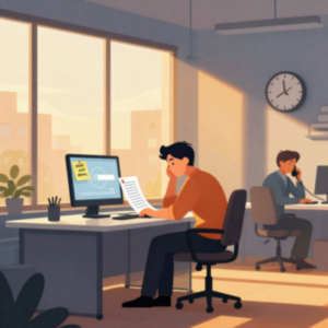 Still working into the evening on what looks like a beautiful evening outside.