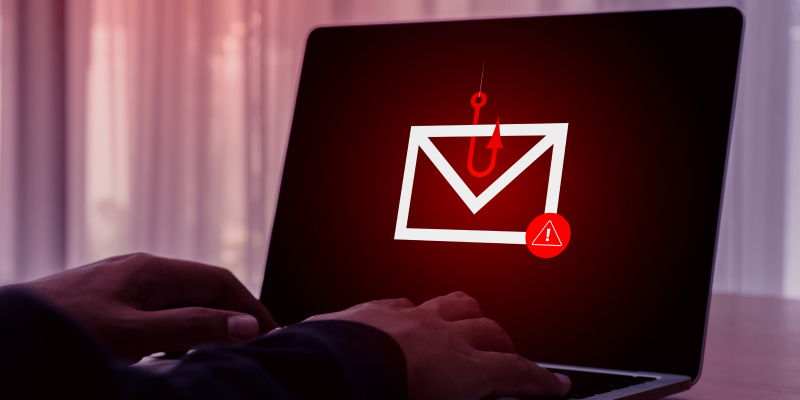 Email phishing shows a warning icon, demonstrating a proactive measure to avoid phishing.
