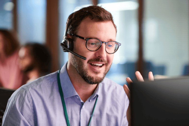 Call center worker stock photo