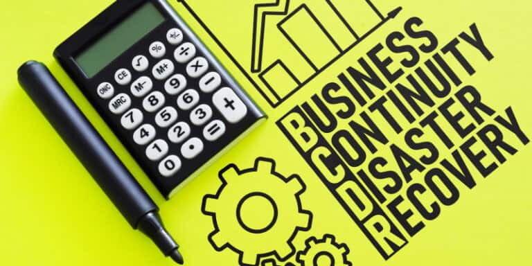 Illustration comparing Business Continuity and Disaster Recovery.