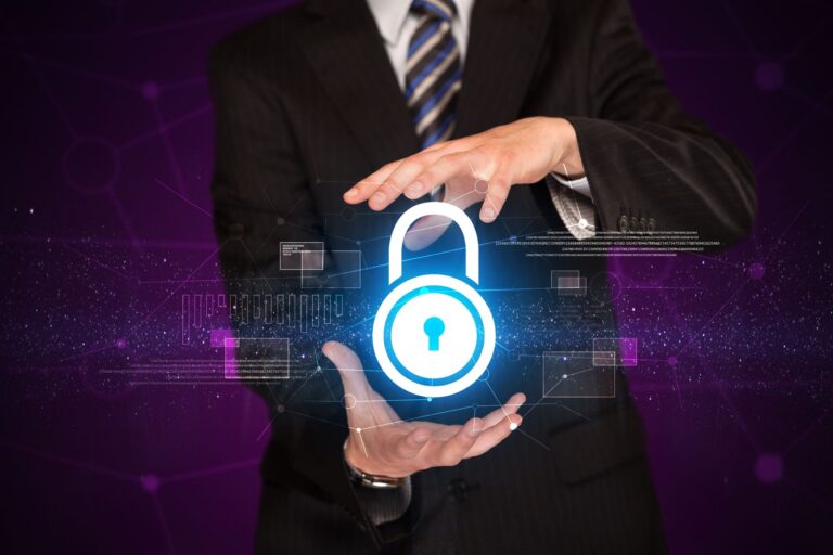 man-holding-glowing-padlock-in-a-digital-space