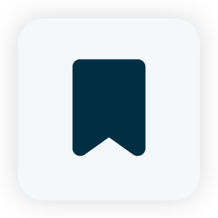 Bookmark icon (dark blue) on a light rounded square background, indicating a save/favorites action