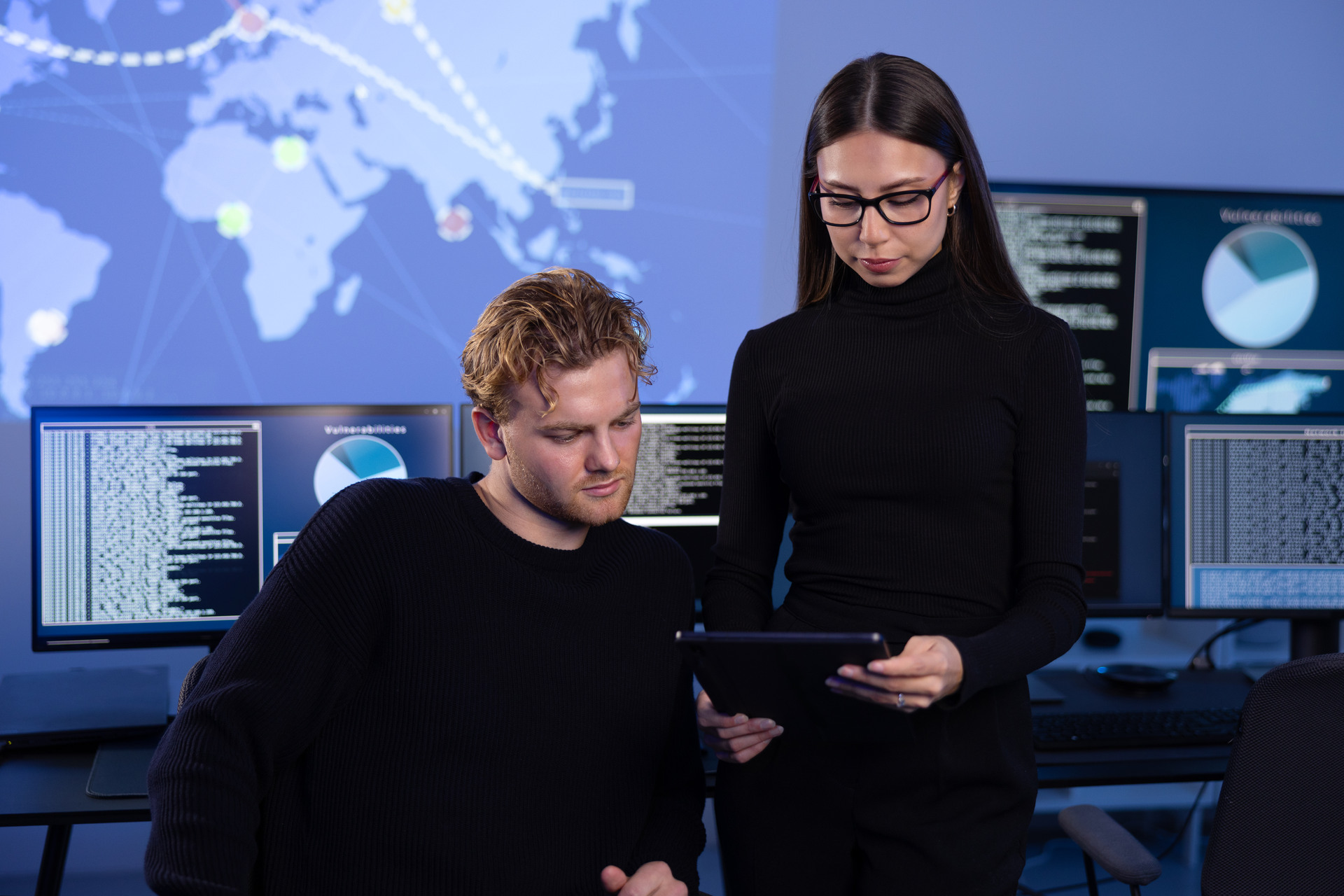 hard working professional cyber security team