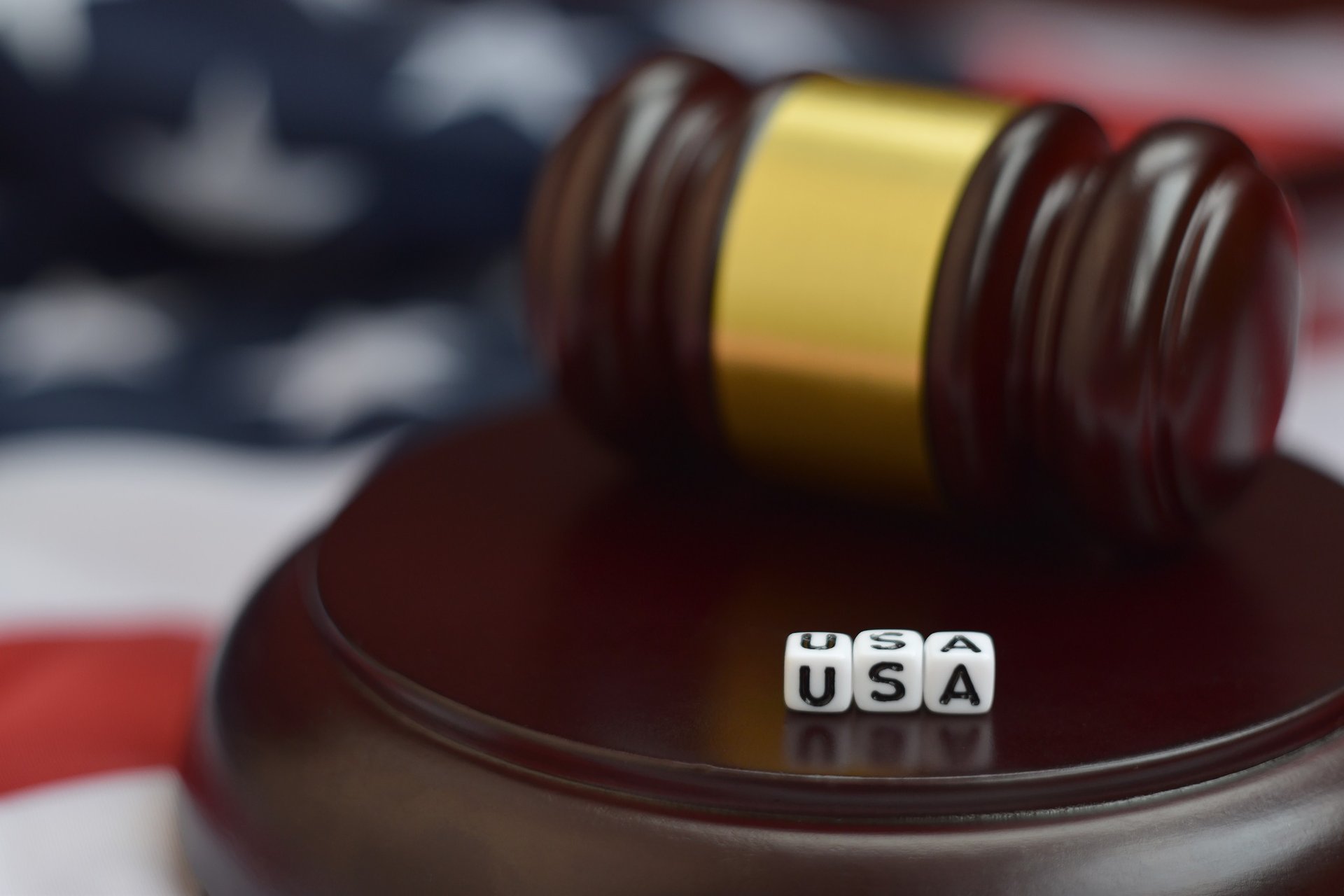Judges gavel with USA acronym symbolizing American justice