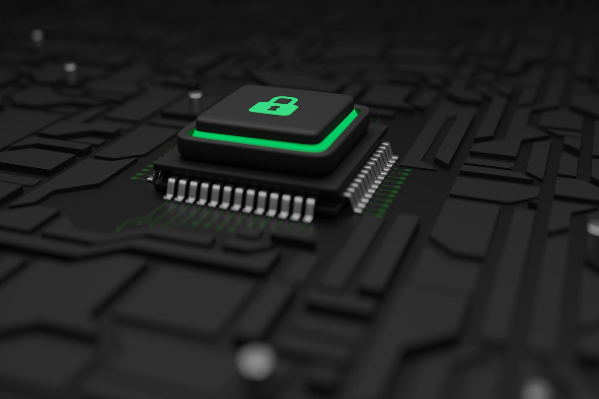 3D chip with lock icon