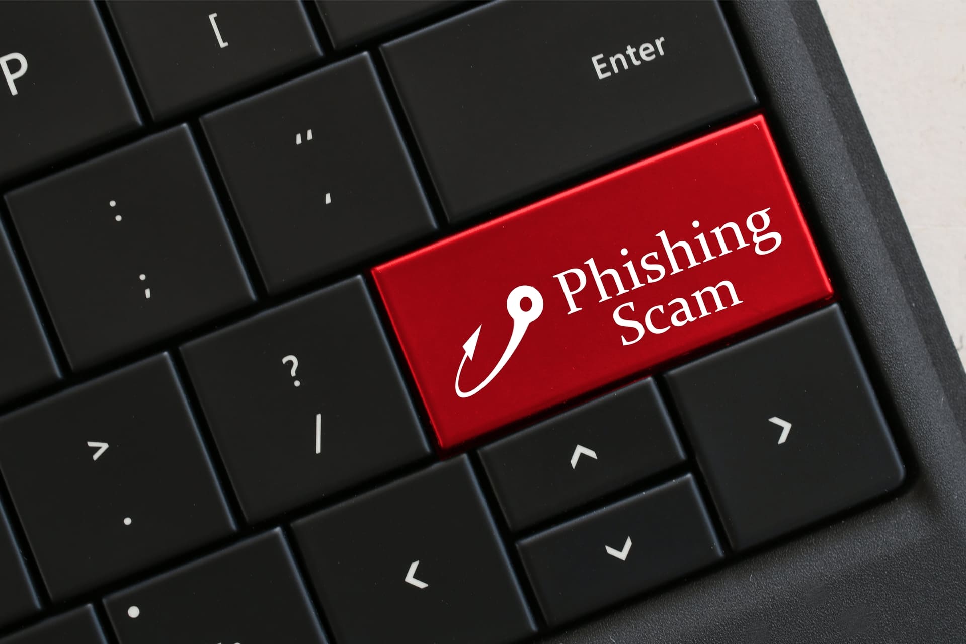 Keyboard with phishing scam key