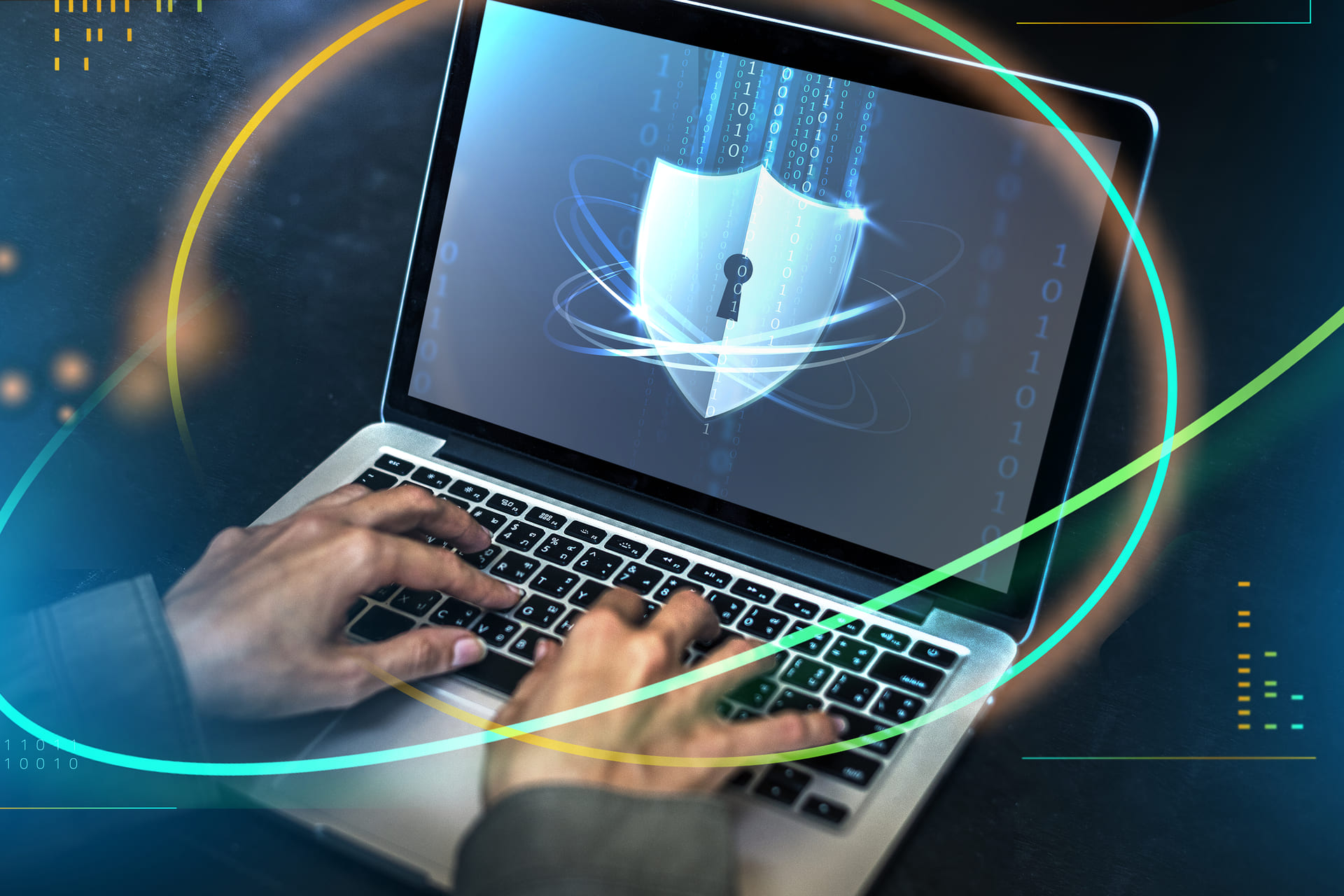 hacker cracking the security code on a laptop