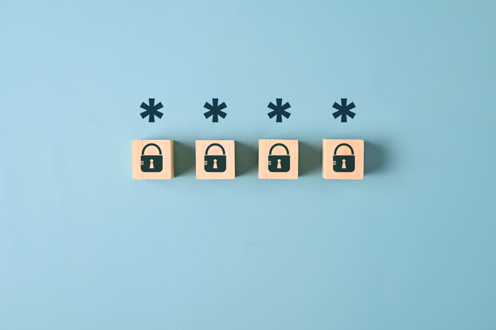 Wooden blocks with lock icons representing OTP security