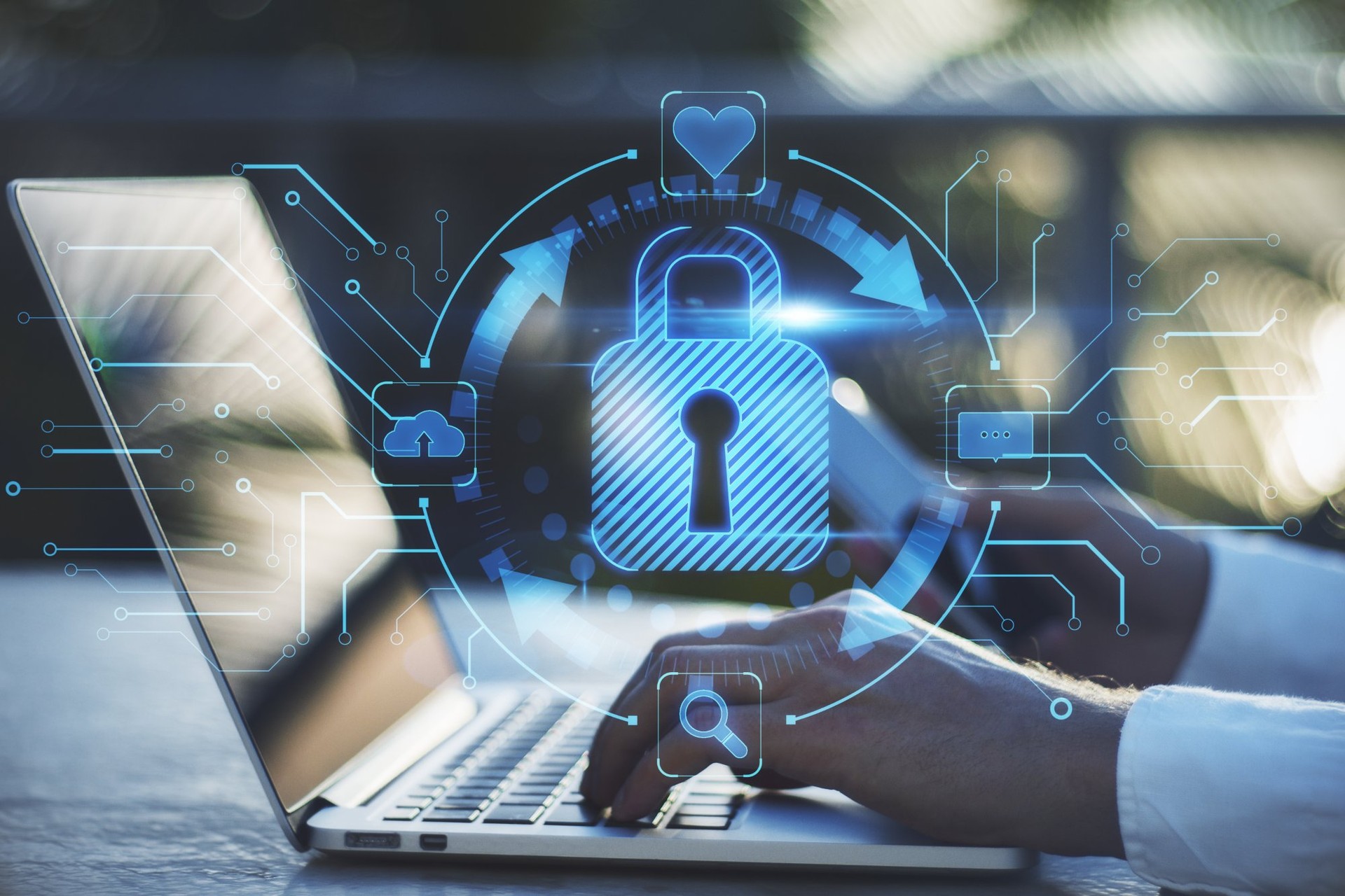 hands-laptop-cybersecurity-lock-cloud-network-icons