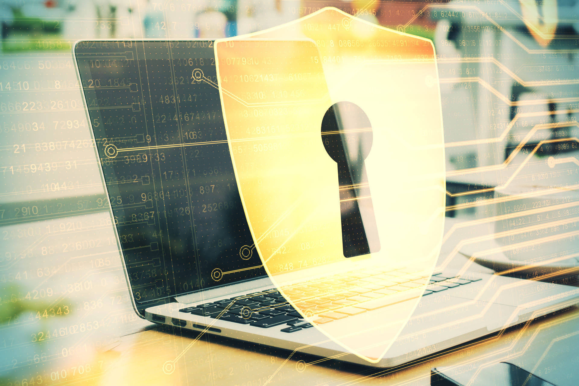 laptop-on-table-with-antivirus-shield-hologram | CMIT Solutions laptop-on-table-with-antivirus-shield-hologram