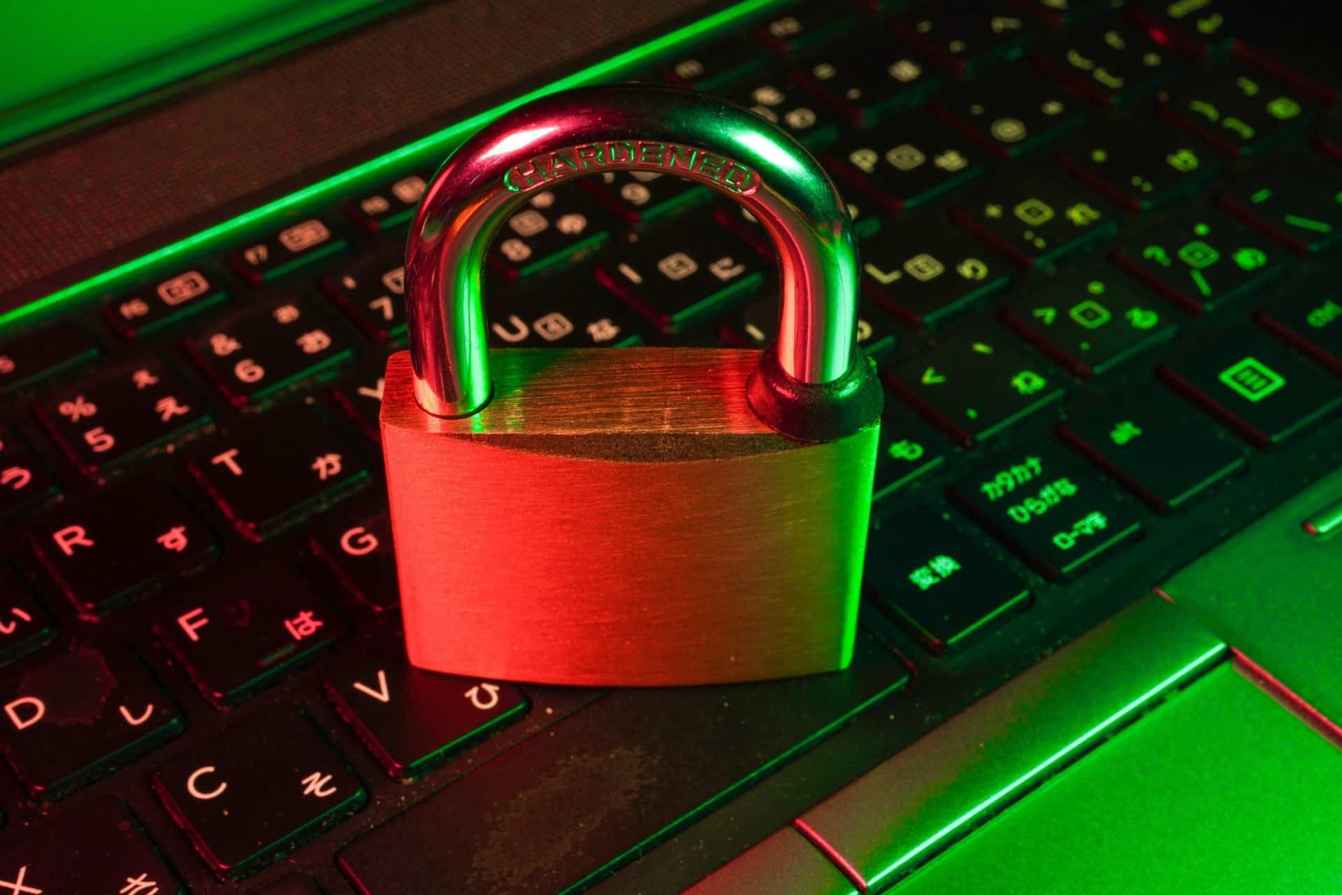 flyd-mT7lXZPjk7U-unsplash-1920x1280 | CMIT Solutions Metal padlock on a laptop keyboard symbolizing cybersecurity and data protection.